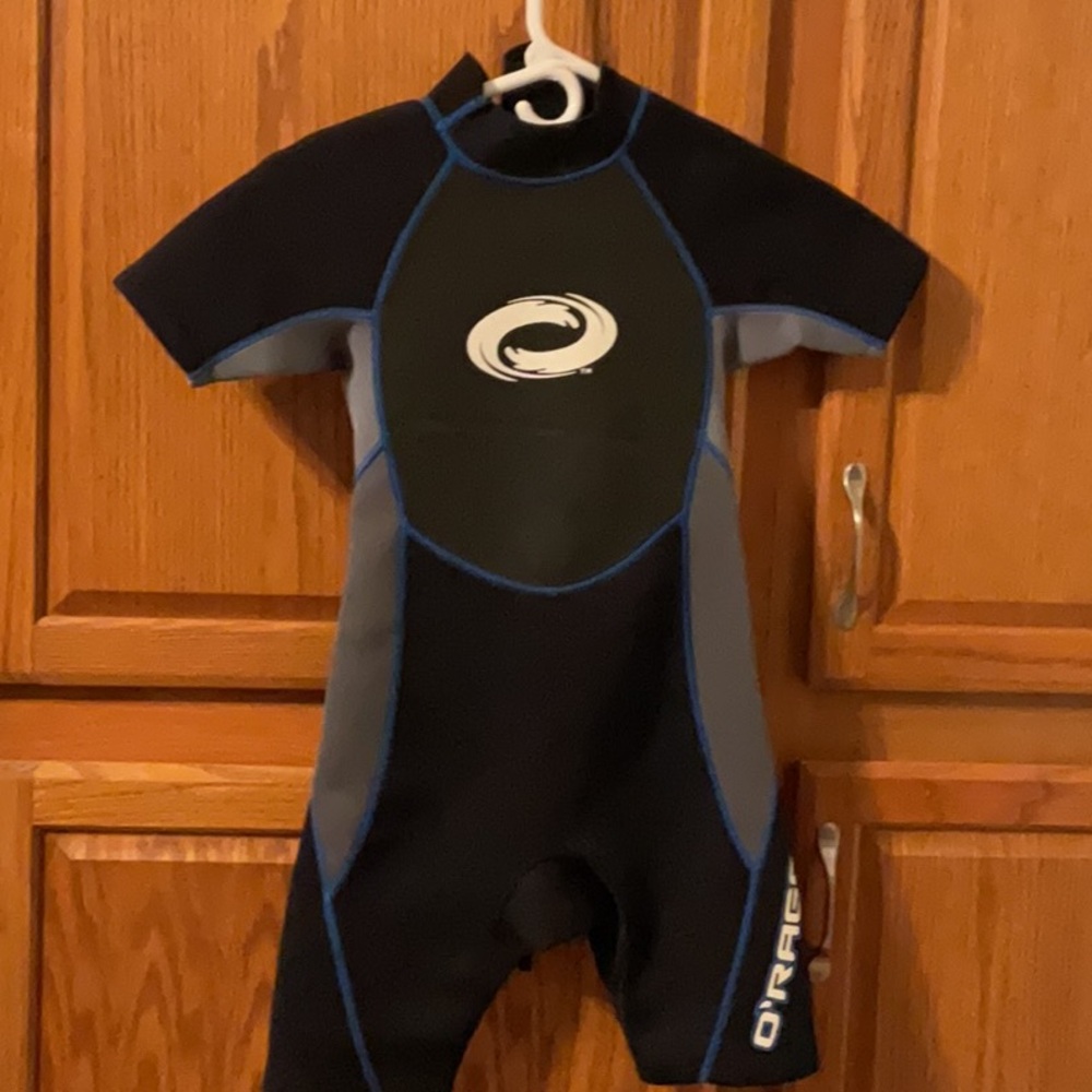Kids Black and Blue  One Piece wetsuit size 10-12 O’RAGEOUS